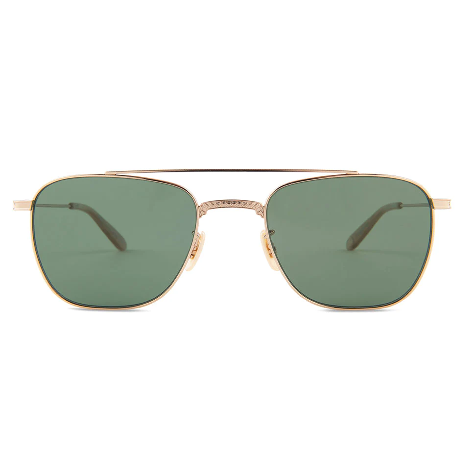 Aviator sunglasses with gold frame and green lenses