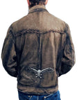 COWBOYS & DEMONS- "SAHARA" Leather Jacket in Faded Brown