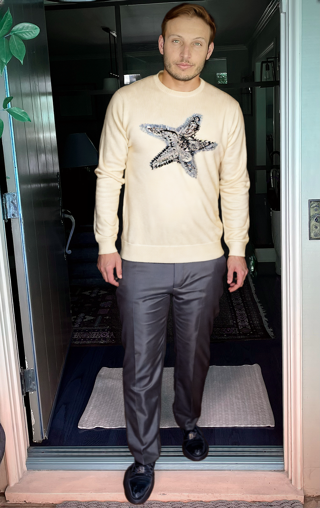 HOMMaRD - &quot;STARFISH&quot; Cashmere and Silk Sweater in Off White