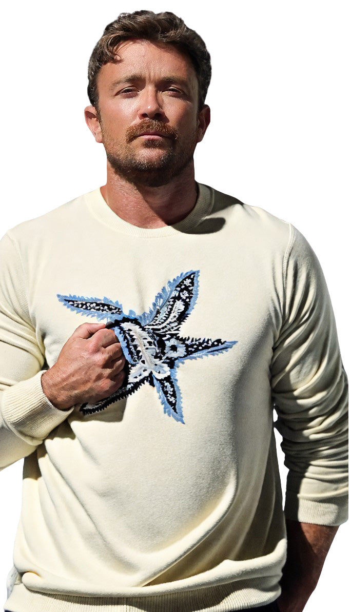 HOMMaRD - &quot;STARFISH&quot; Cashmere and Silk Sweater in Off White