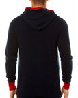 MYPIERACCI - "PAOLO" Cashmere Hooded Sweatshirt in Dark Navy & Red