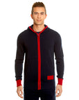 MYPIERACCI - "PAOLO" Cashmere Hooded Sweatshirt in Dark Navy & Red