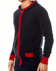 MYPIERACCI - "PAOLO" Cashmere Hooded Sweatshirt in Dark Navy & Red