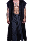 ZHANNAONA - "AGUSTIN" Mongolian Faux Fur Reversible Coat in Black