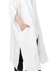 ZHANNAONA - "DRIP COAT" in White Linen