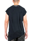 ZHANNAONA - "IVAN" Sleeveless Asymmetrical Shirt in Black