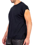 ZHANNAONA - "IVAN" Sleeveless Asymmetrical Shirt in Black