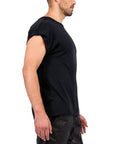 ZHANNAONA - "IVAN" Sleeveless Asymmetrical Shirt in Black