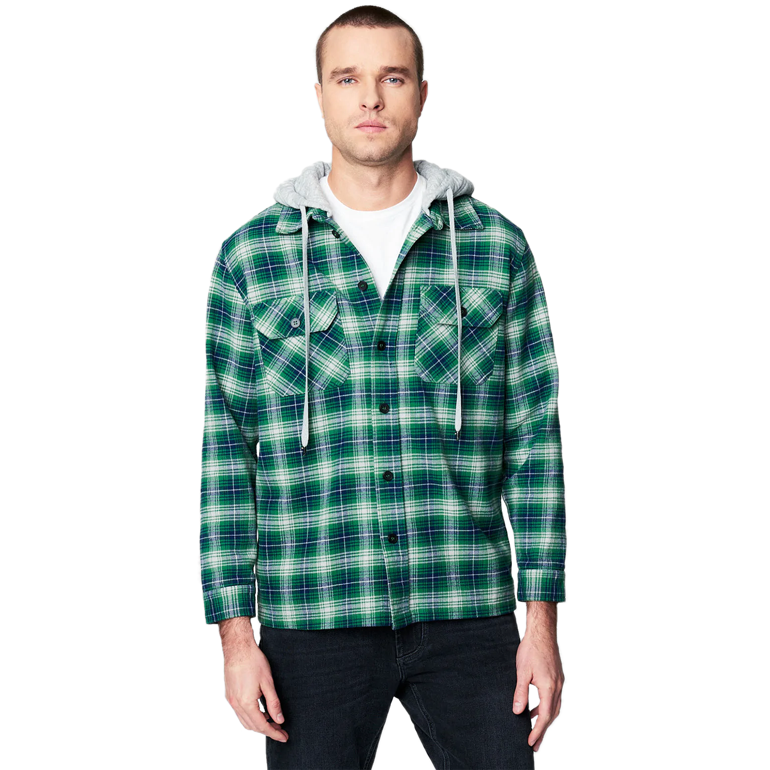 [BLANKNYC] - SHACKET in Green Plaid with Hood – J. Ransom LA