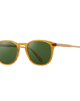 Garrett Leight - "KINNEY" Sunglasses in Butterscotch  Frames with Pure Green Lenses