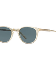 Garrett Leight - "KINNEY" Sunglasses with Champagne Frame and Blue Smoke Polarized Lenses