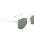 Garrett Leight - "RIVIERA" Sunglasses in Gold Bone Frames with Green Polarized Lenses